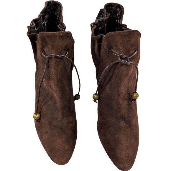 Lulu Guinness Peace Suede Drawstring Ankle Bootie Size 39.5 - Picture 6 of 12